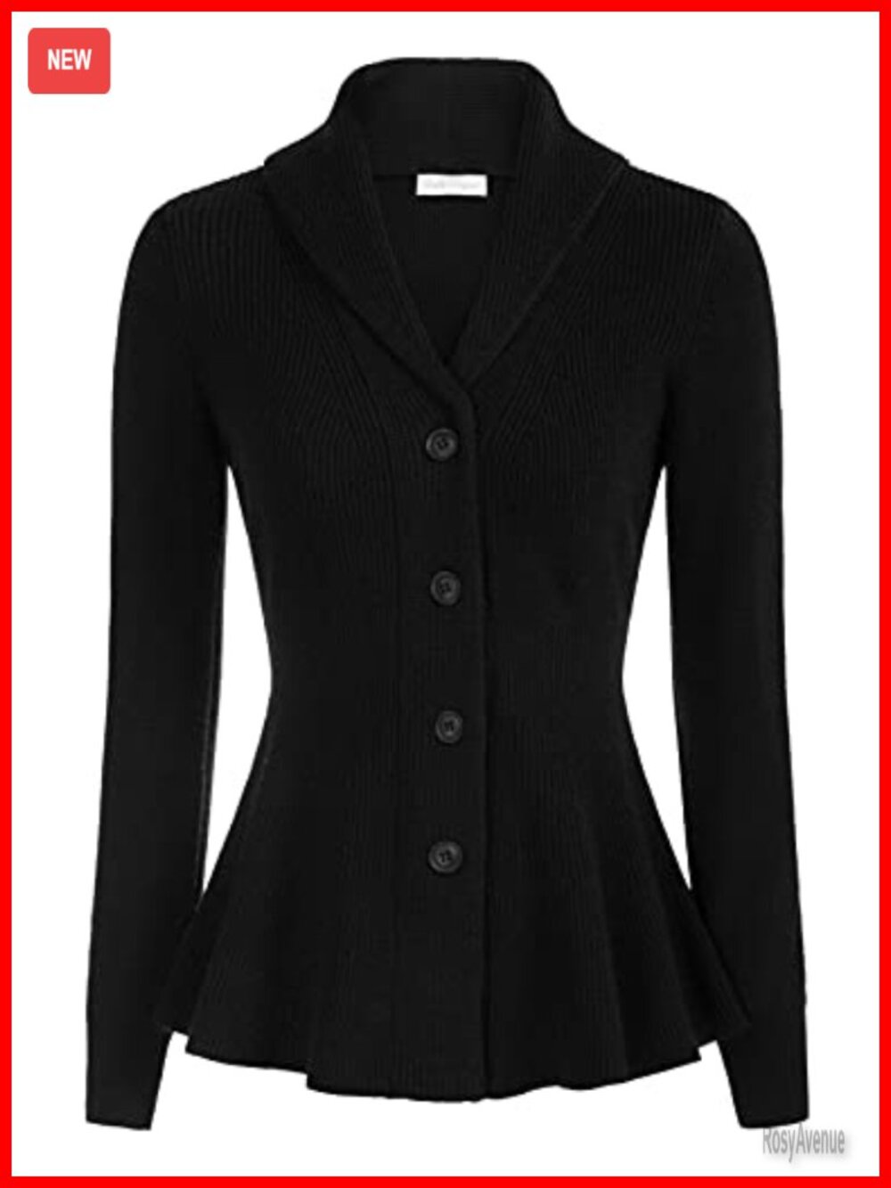Vintage Shawl Lapel Button Down Cardigan Sweater Retro Peplum Hem Winter Coat